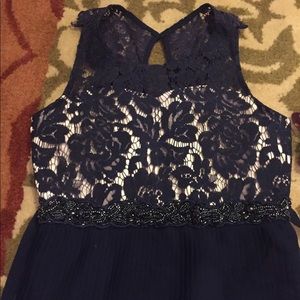 Girls long navy dress
